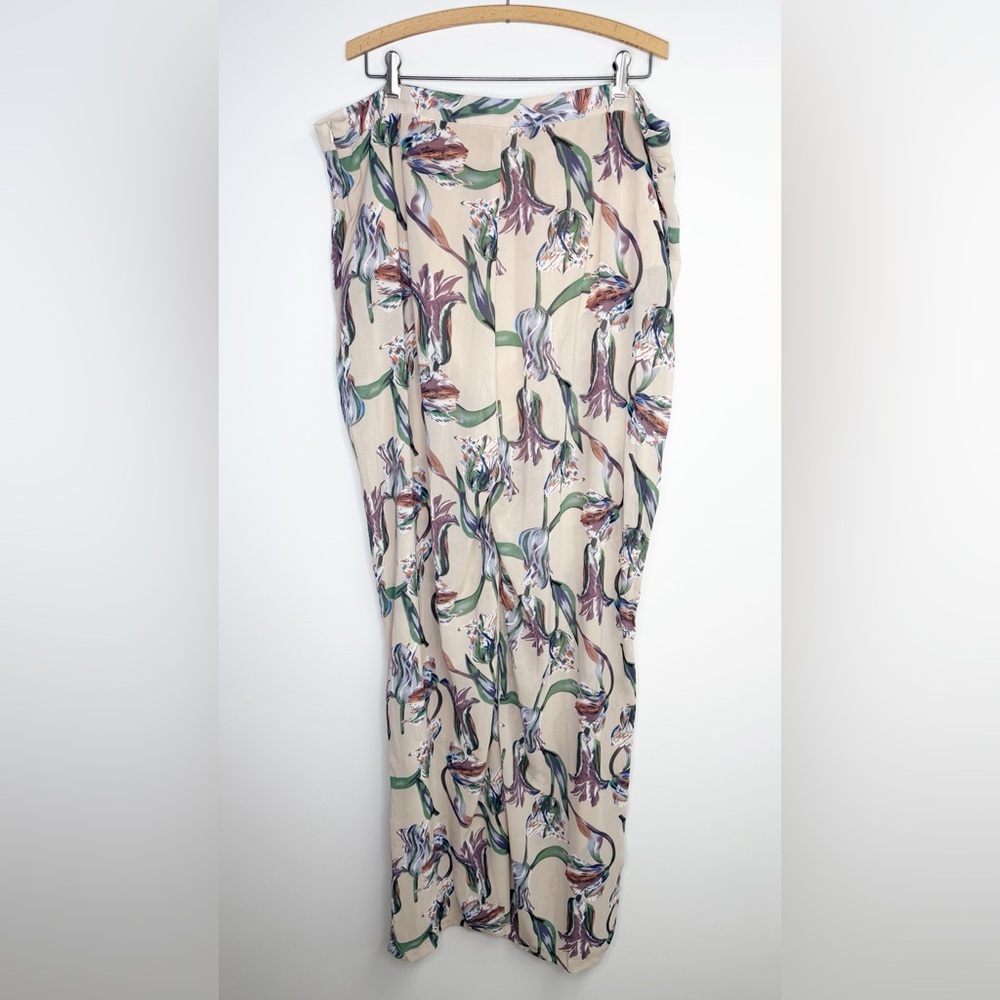 PRETTYLITTLETHING Plus Dusty Pink Floral Wide Leg Pants Trousers Size 18 NWT - Picture 4 of 7